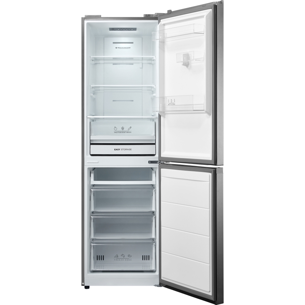 Midea MDRB379FGD02 Total No Frost Fridge Freezer, 60/40, Silver, D Rated