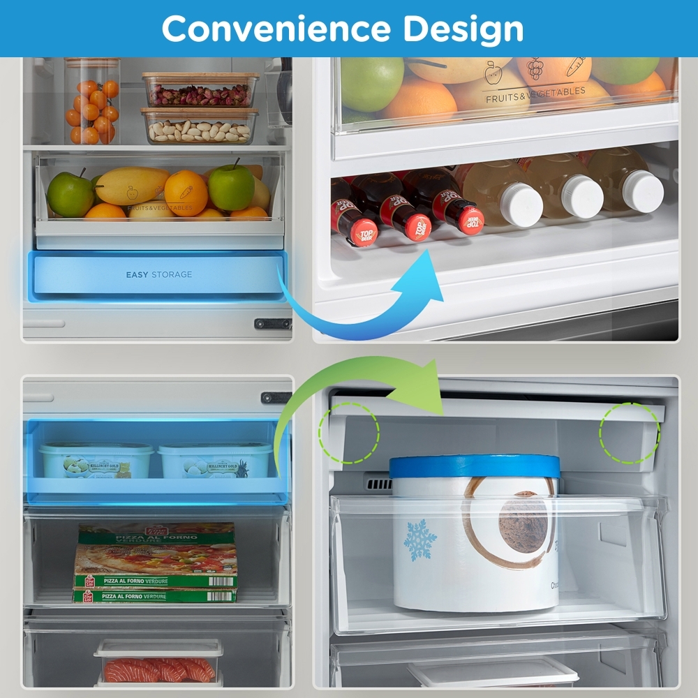 Midea MDRB379FGD02 Total No Frost Fridge Freezer, 60/40, Silver, D Rated
