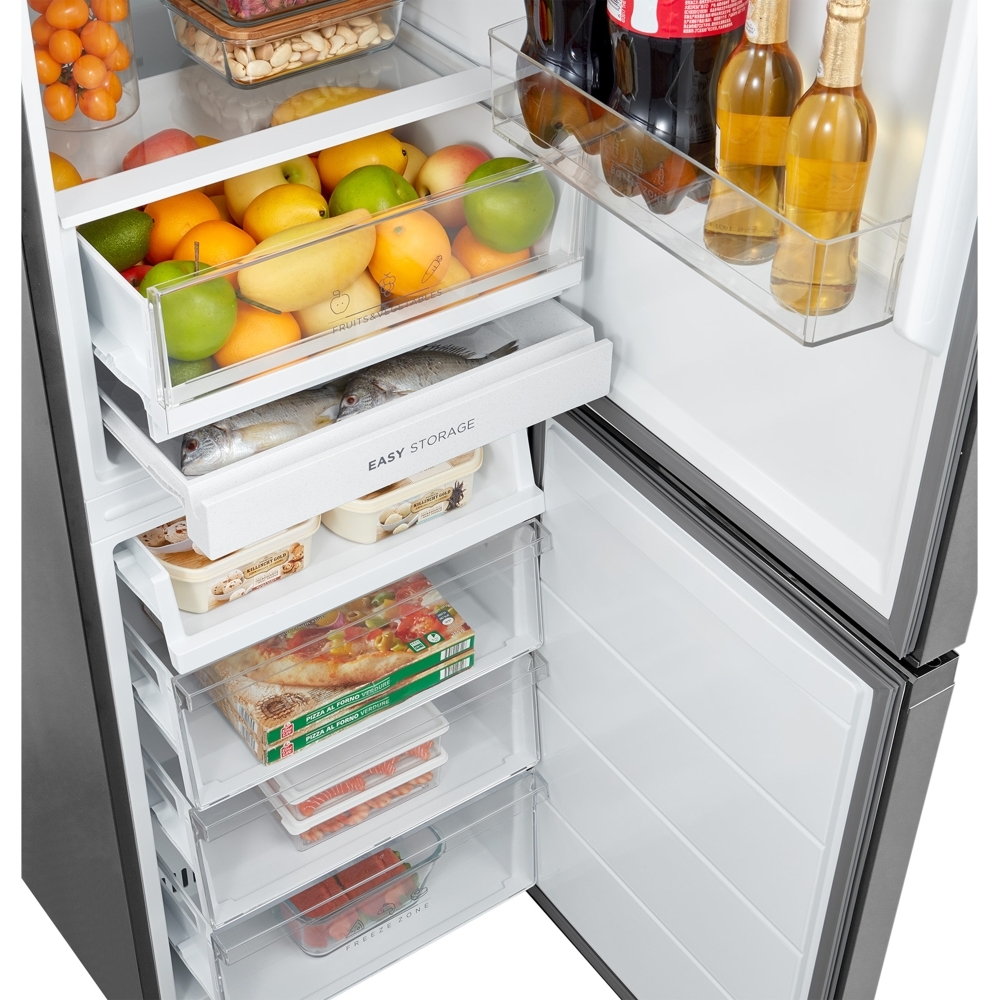 Midea MDRB379FGD02 Total No Frost Fridge Freezer, 60/40, Silver, D Rated