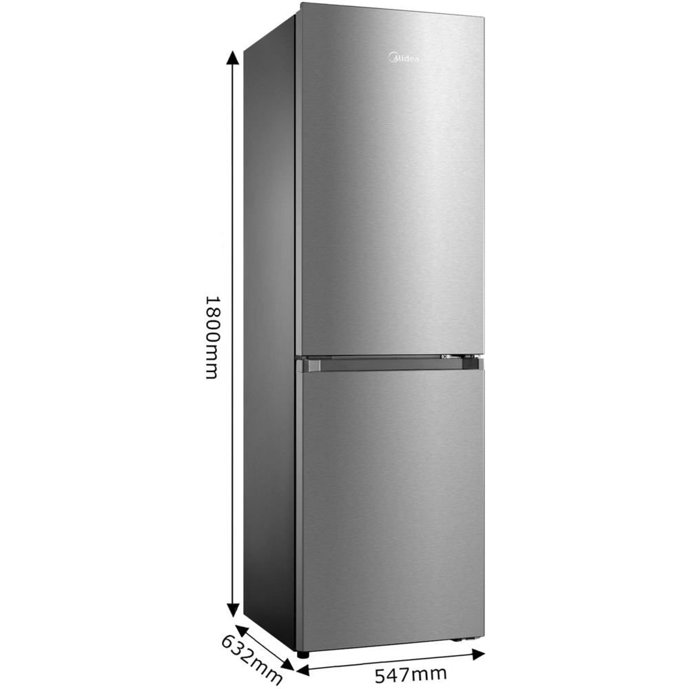 Midea MDRB379FGD02 Total No Frost Fridge Freezer, 60/40, Silver, D Rated