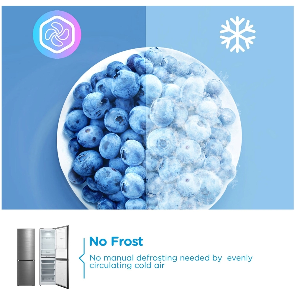 Midea MDRB379FGD46 Total No Frost Fridge Freezer, 60/40, Silver, D Rated