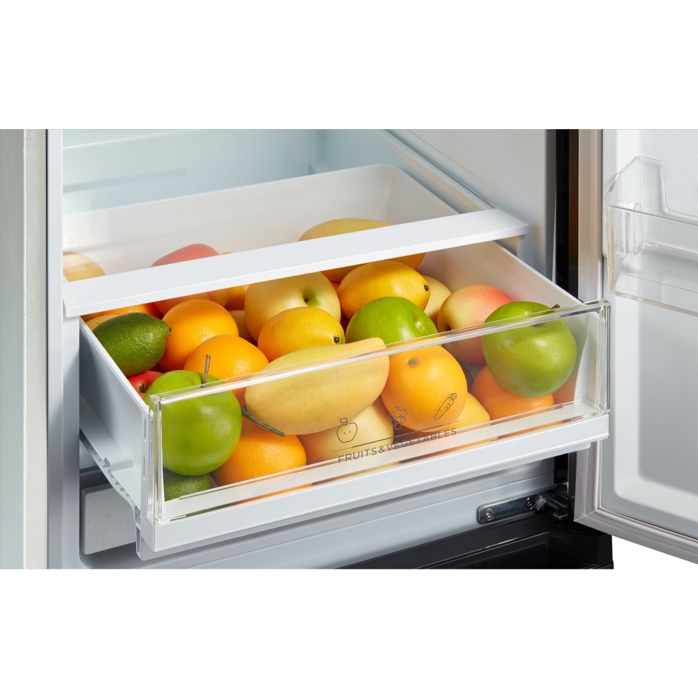 Midea MDRB379FGD46 Total No Frost Fridge Freezer, 60/40, Silver, D Rated