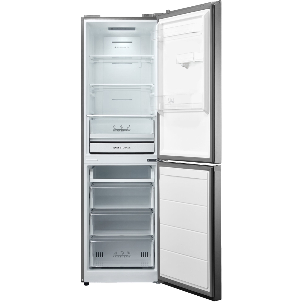 Midea MDRB379FGD46 Total No Frost Fridge Freezer, 60/40, Silver, D Rated