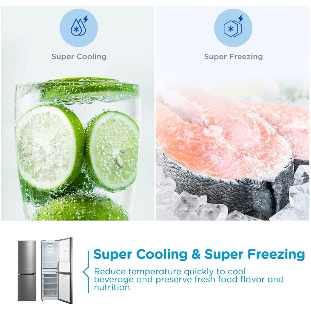 Midea MDRB379FGD46 Total No Frost Fridge Freezer, 60/40, Silver, D Rated