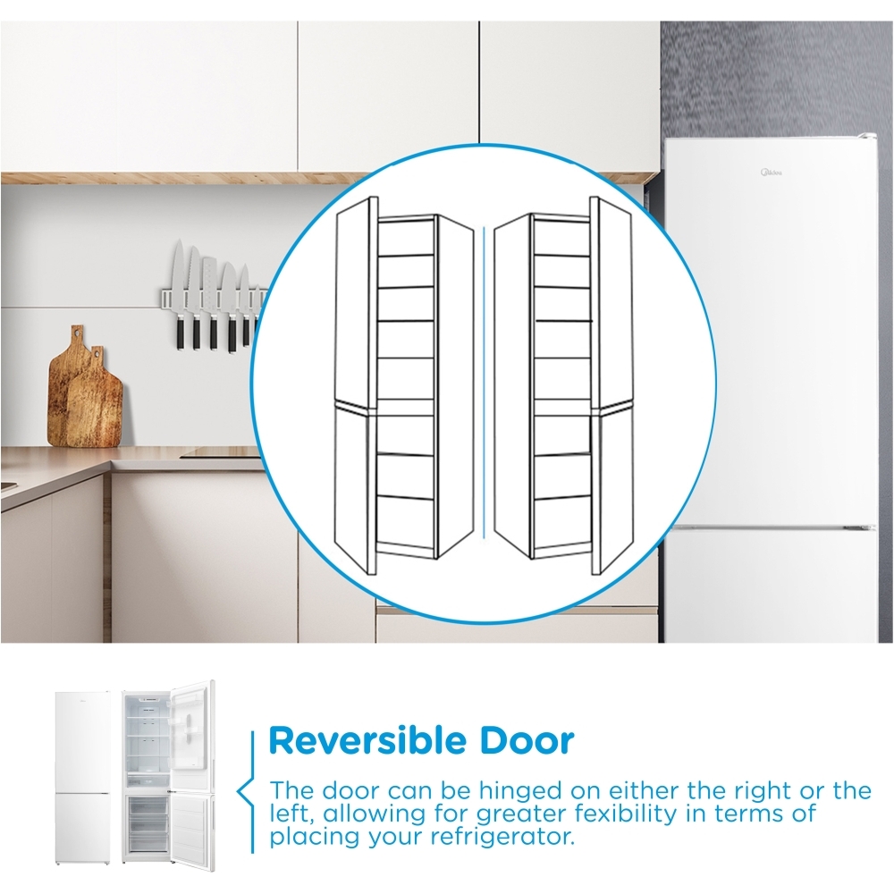 Midea MDRB424FGC01I Total No Frost Fridge Freezer, 60/40, White, C Rated