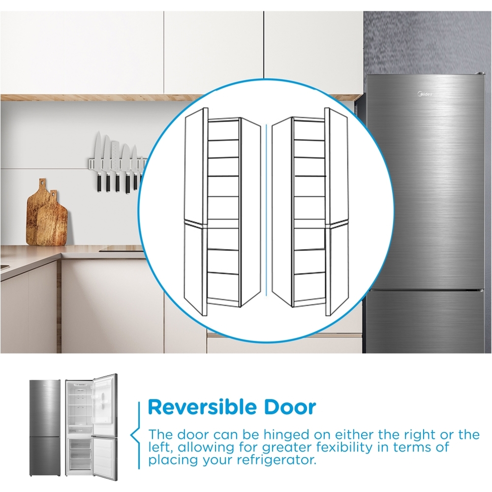 Midea MDRB424FGC46I Total No Frost Fridge Freezer, 60/40, Grey, C Rated