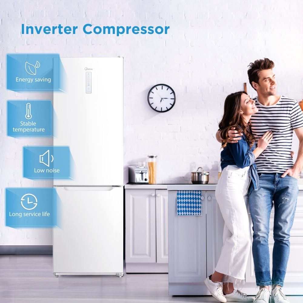 Midea MDRB424FGD01O Total No Frost Fridge Freezer, 70/30, White, D Rated