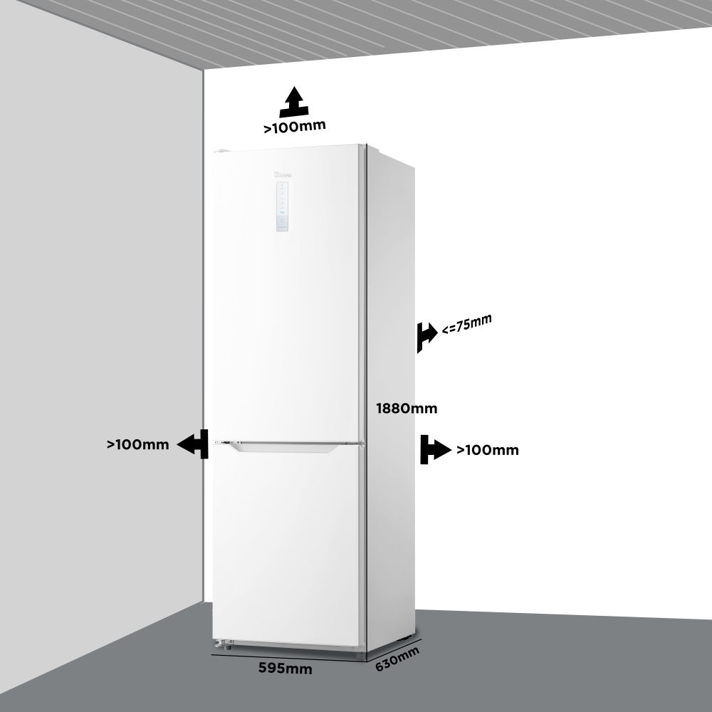 Midea MDRB424FGD01O Total No Frost Fridge Freezer, 70/30, White, D Rated