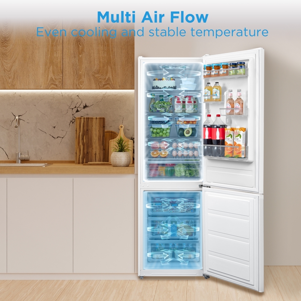 Midea MDRB424FGD01O Total No Frost Fridge Freezer, 70/30, White, D Rated