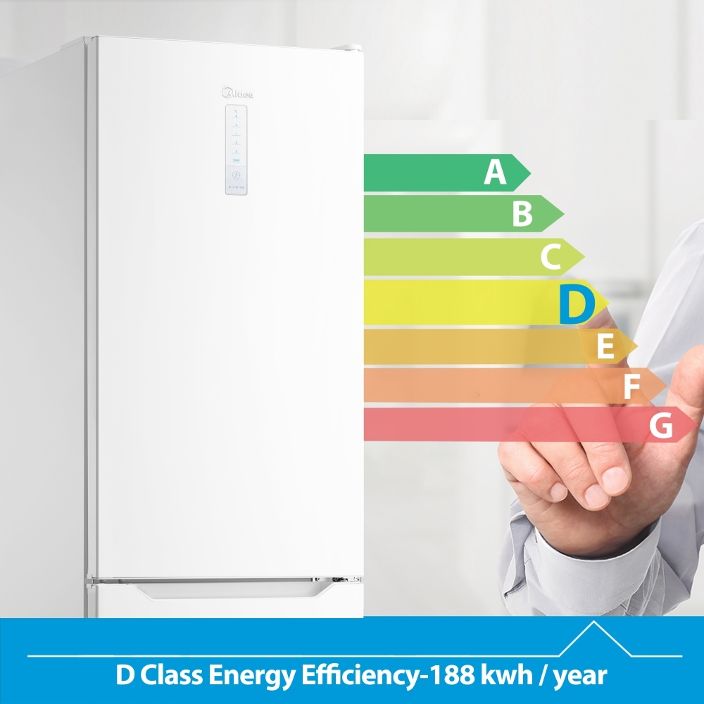 Midea MDRB424FGD01O Total No Frost Fridge Freezer, 70/30, White, D Rated