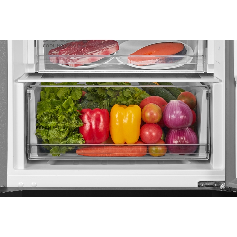 Midea MDRB509FGE46 No Frost Fridge Freezer, 70/30, Stainless Steel, E Rated