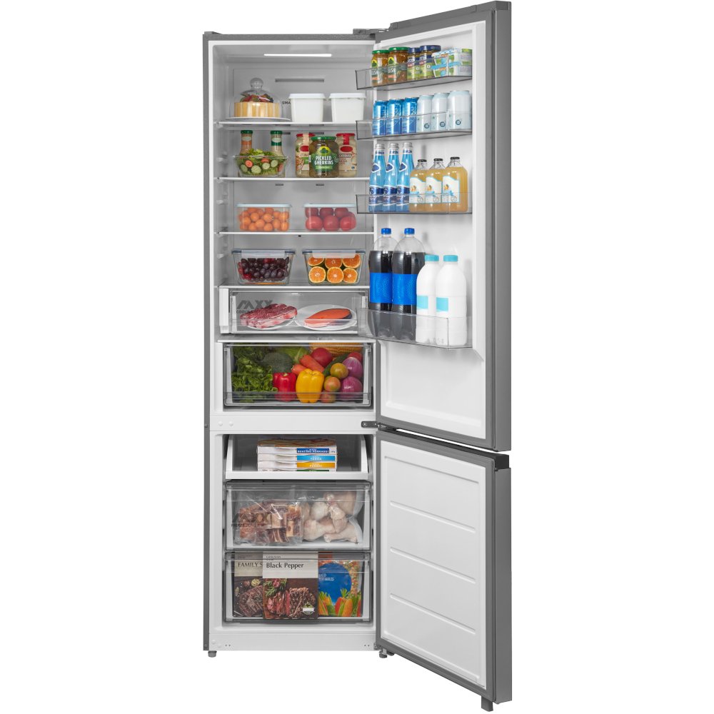 Midea MDRB509FGE46 No Frost Fridge Freezer, 70/30, Stainless Steel, E Rated