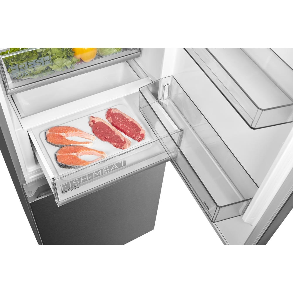 Midea MDRB521MGB02 Total No Frost Fridge Freezer, 60/40, Stainless Steel, B Rated