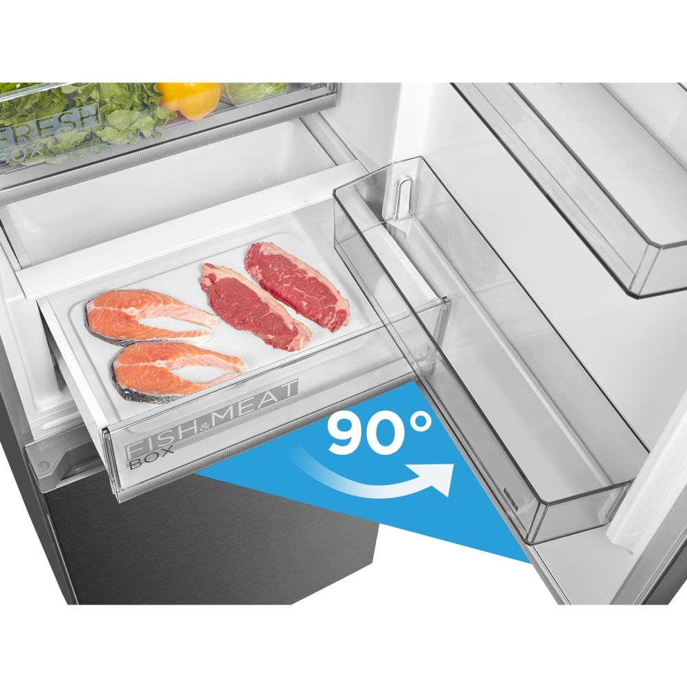 Midea MDRB521MGB02 Total No Frost Fridge Freezer, 60/40, Stainless Steel, B Rated