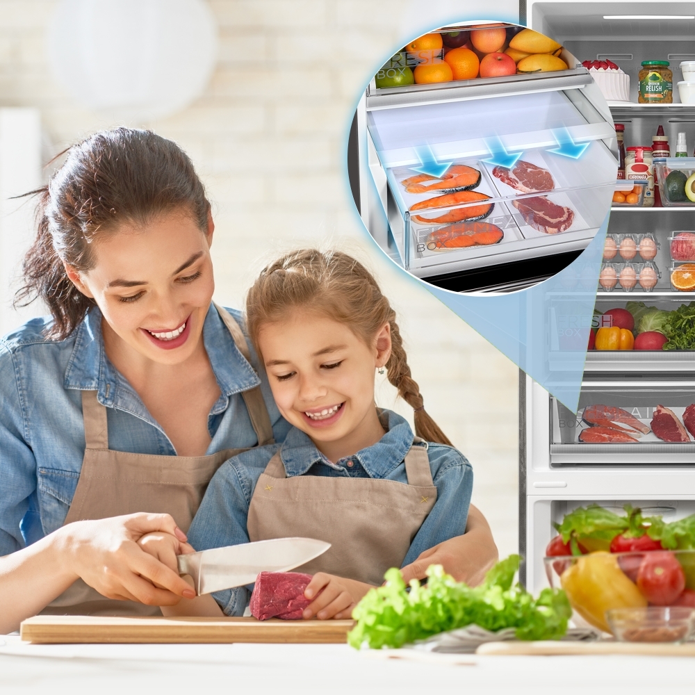 Midea MDRB521MGB02 Total No Frost Fridge Freezer, 60/40, Stainless Steel, B Rated