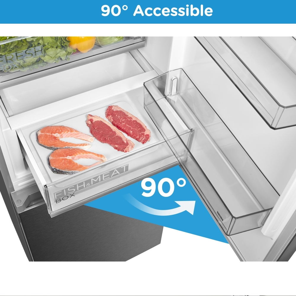 Midea MDRB521MGB02 Total No Frost Fridge Freezer, 60/40, Stainless Steel, B Rated