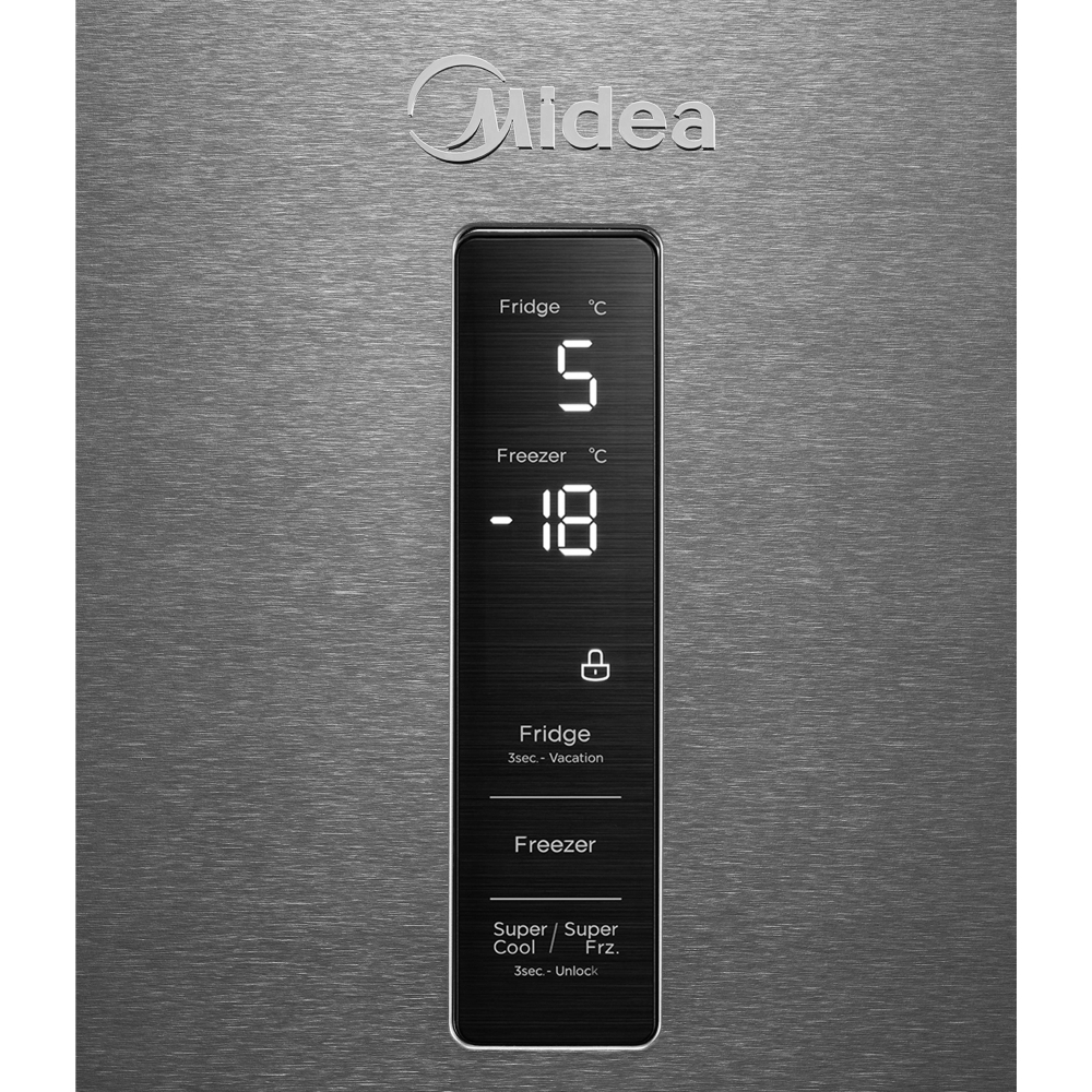 Midea MDRB521MGB02 Total No Frost Fridge Freezer, 60/40, Stainless Steel, B Rated