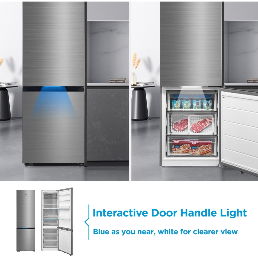 Midea MDRB548MIC46 Total No Frost Fridge Freezer, 70/30, Stainless Steel, C Rated