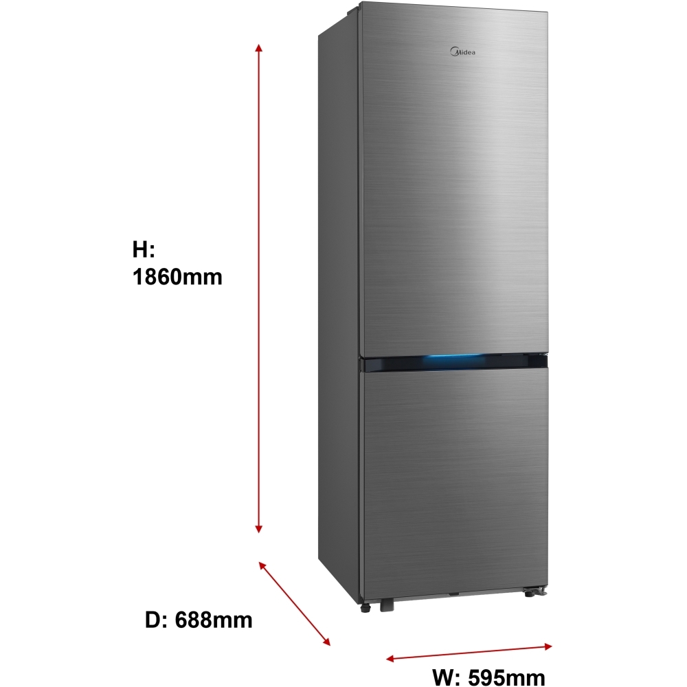 Midea MDRB548MIC46 Total No Frost Fridge Freezer, 70/30, Stainless Steel, C Rated