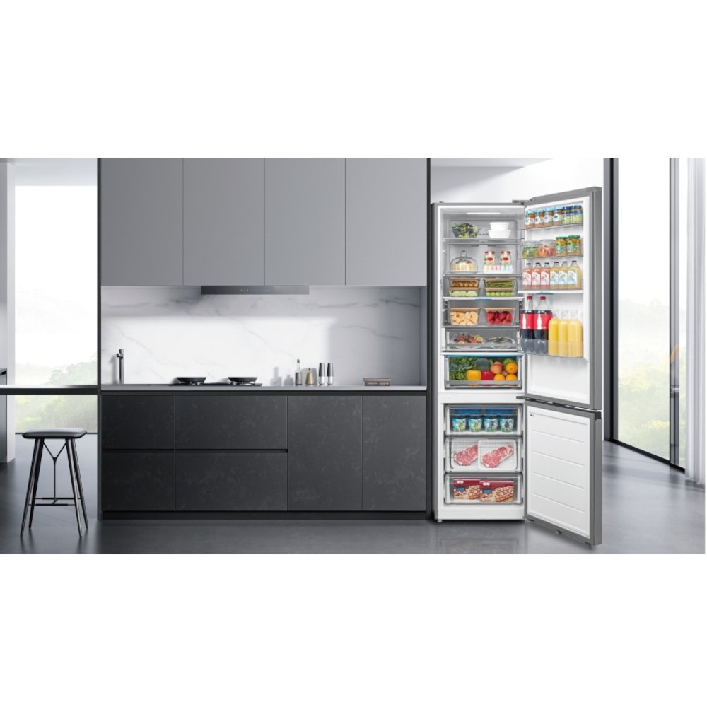 Midea MDRB600MIC46P No Frost Fridge Freezer, 70/30, Silver, C Rated