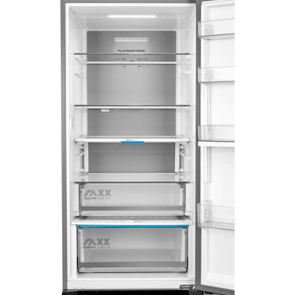 Midea MDRB600MIC46P No Frost Fridge Freezer, 70/30, Silver, C Rated