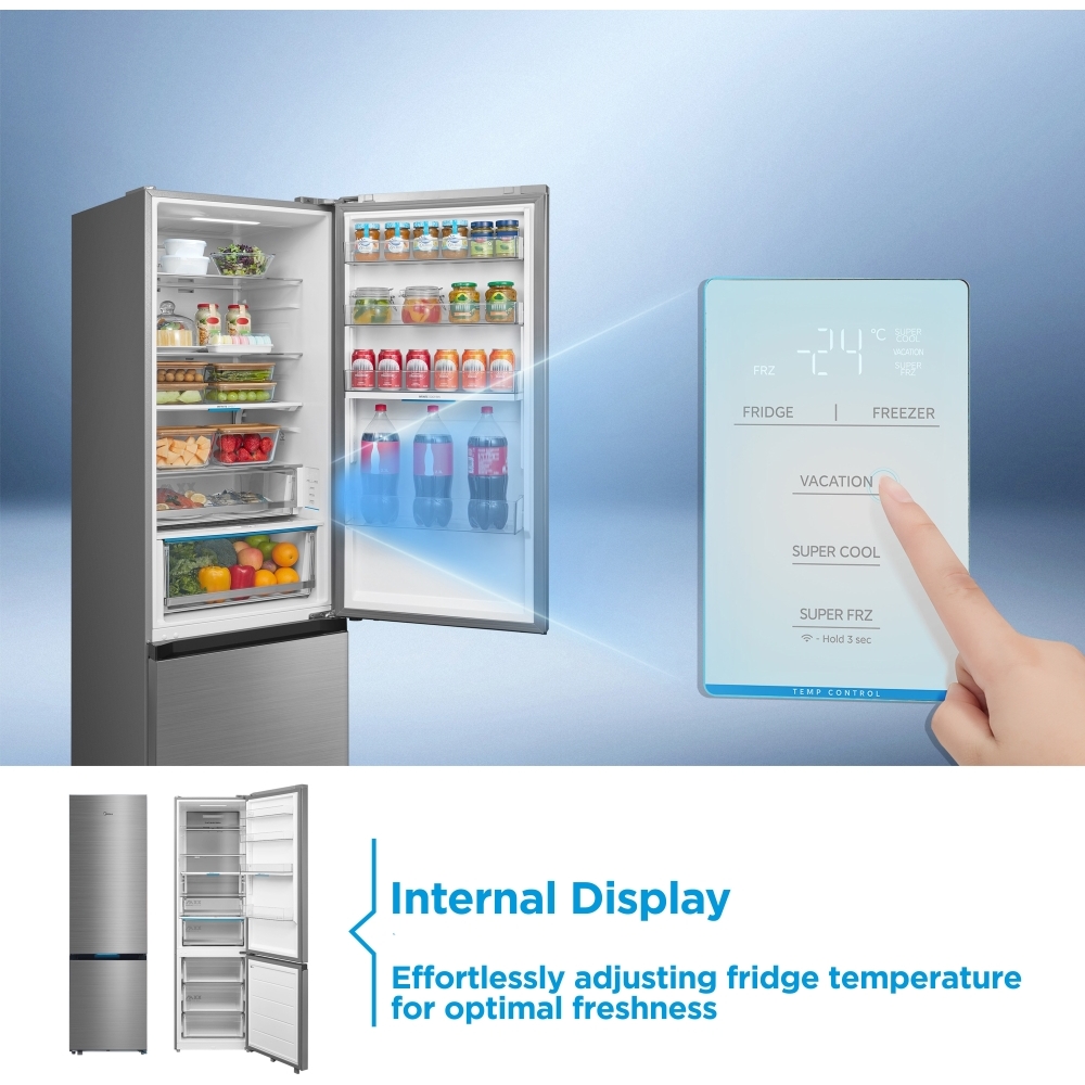 Midea MDRB600MIC46P No Frost Fridge Freezer, 70/30, Silver, C Rated
