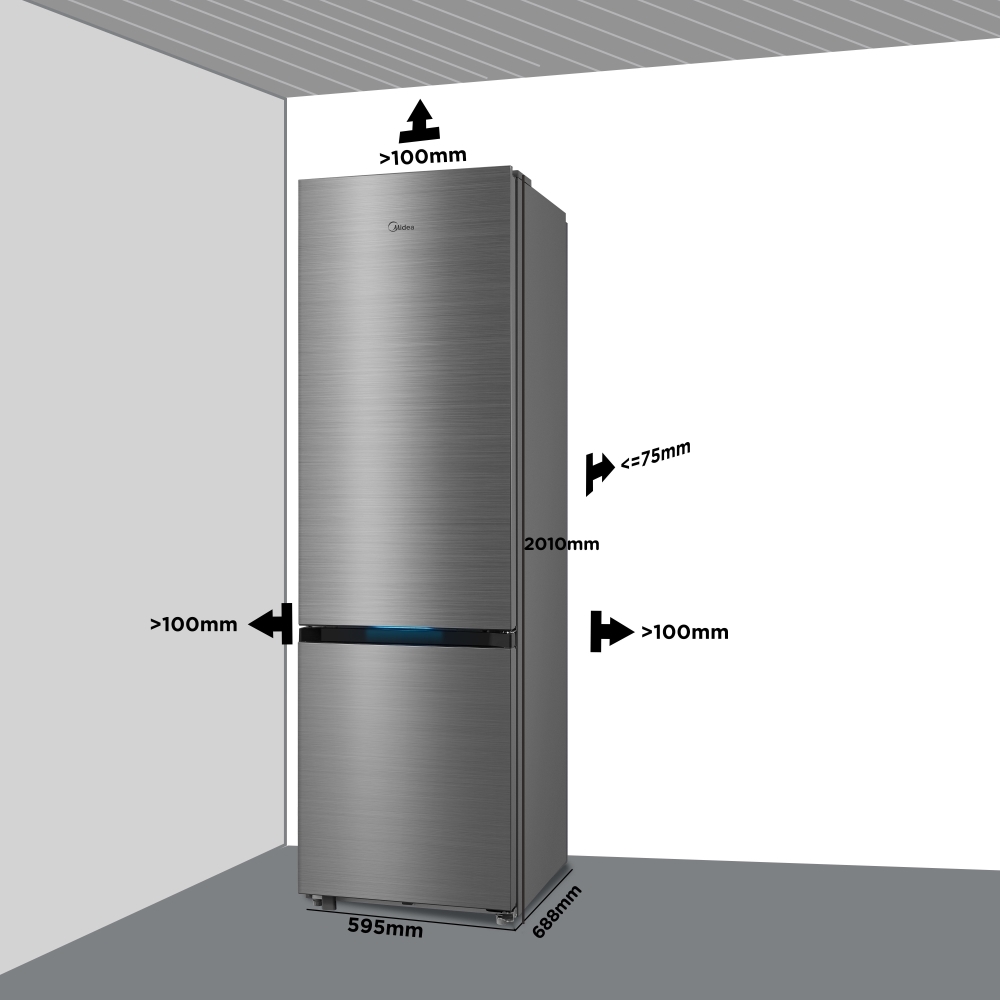 Midea MDRB600MIC46P No Frost Fridge Freezer, 70/30, Silver, C Rated