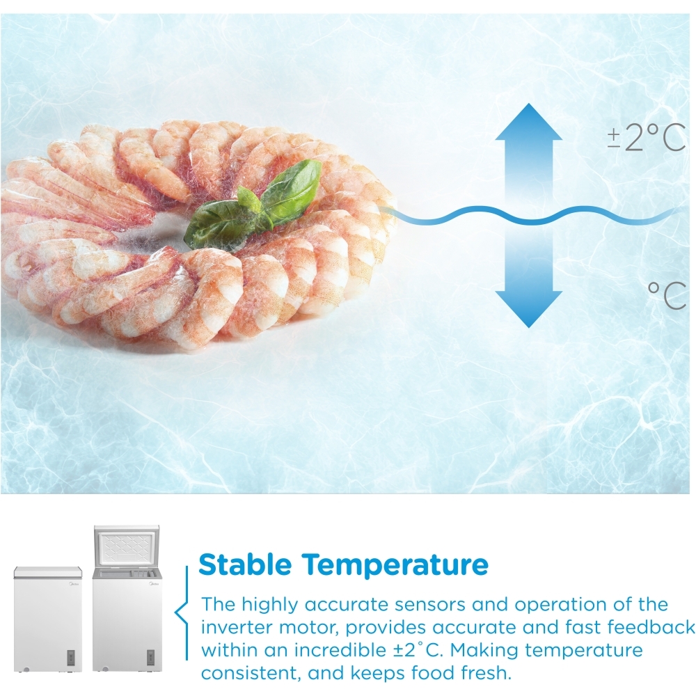 Midea MDRC154FZE01 Static Chest Freezer, White, E Rated