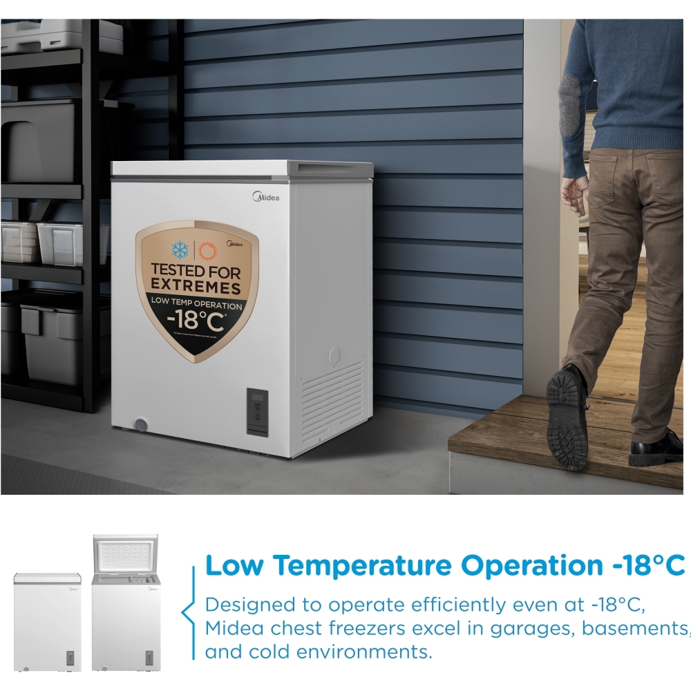 Midea MDRC154FZE01 Static Chest Freezer, White, E Rated