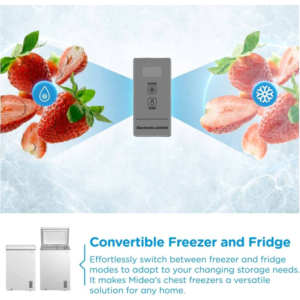 Midea MDRC154FZE01 Static Chest Freezer, White, E Rated