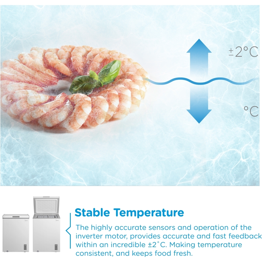 Midea MDRC211FZE01 Static Chest Freezer, White, E Rated