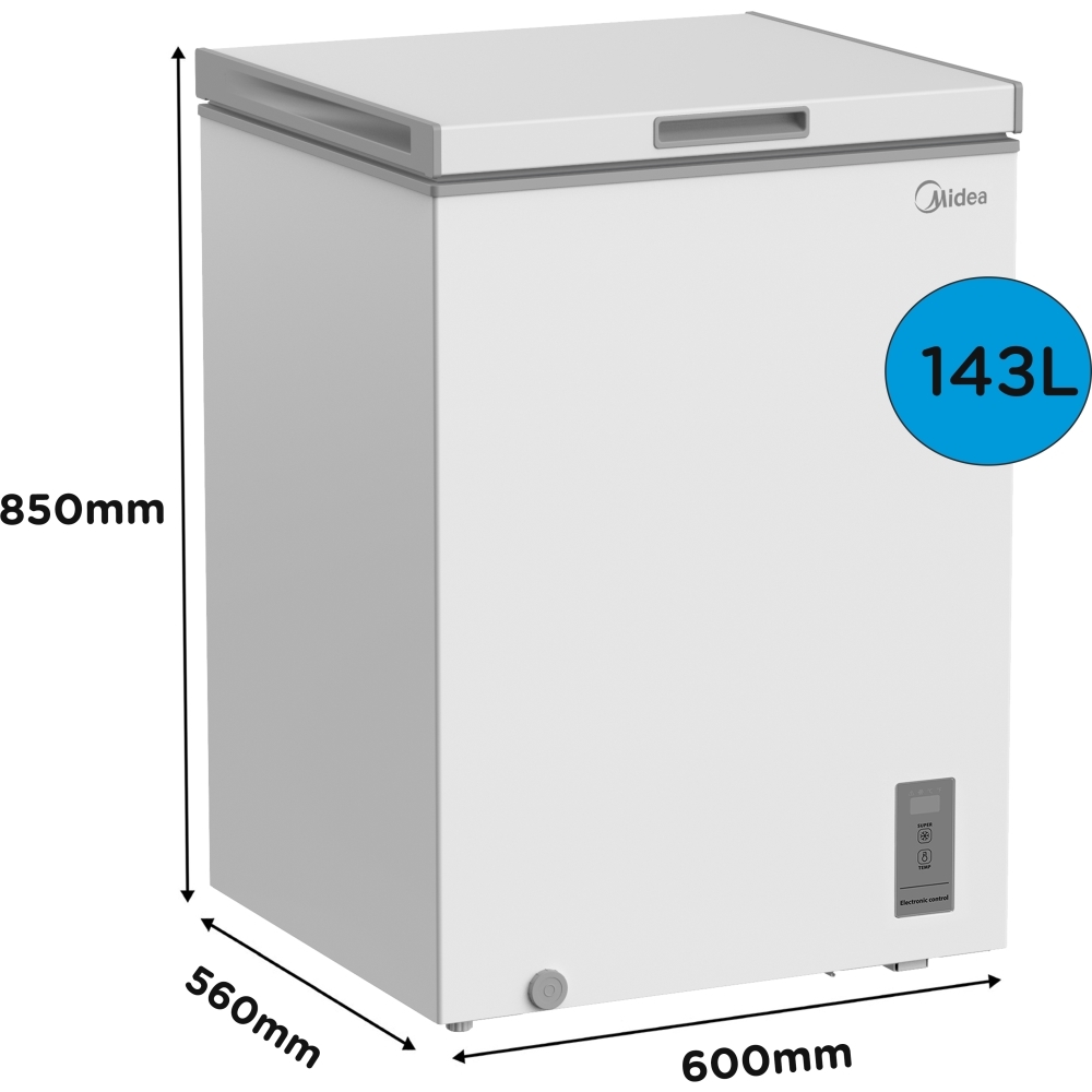 Midea MDRC211FZE01 Static Chest Freezer, White, E Rated
