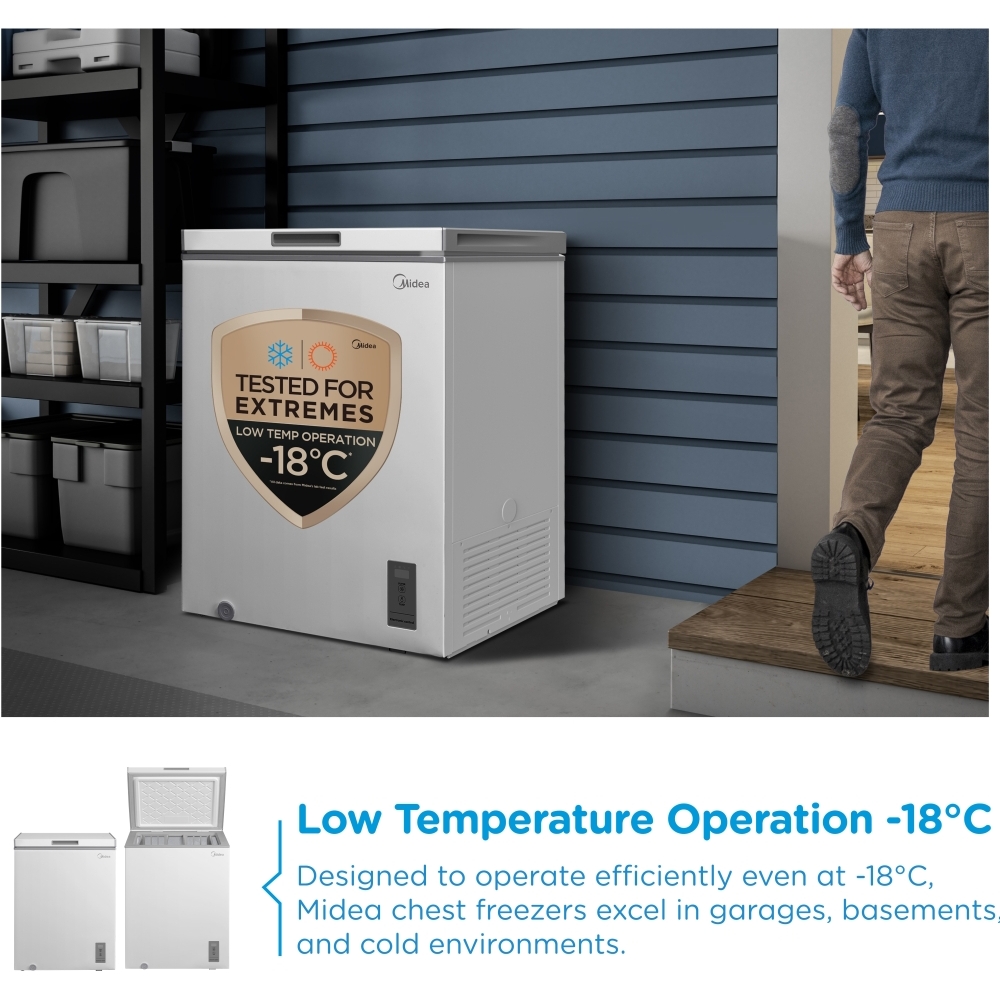 Midea MDRC211FZE01 Static Chest Freezer, White, E Rated