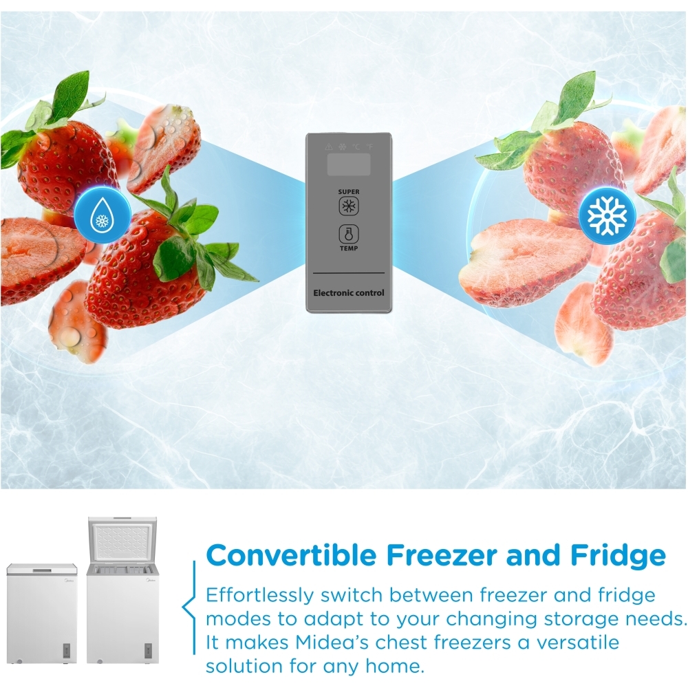 Midea MDRC211FZE01 Static Chest Freezer, White, E Rated