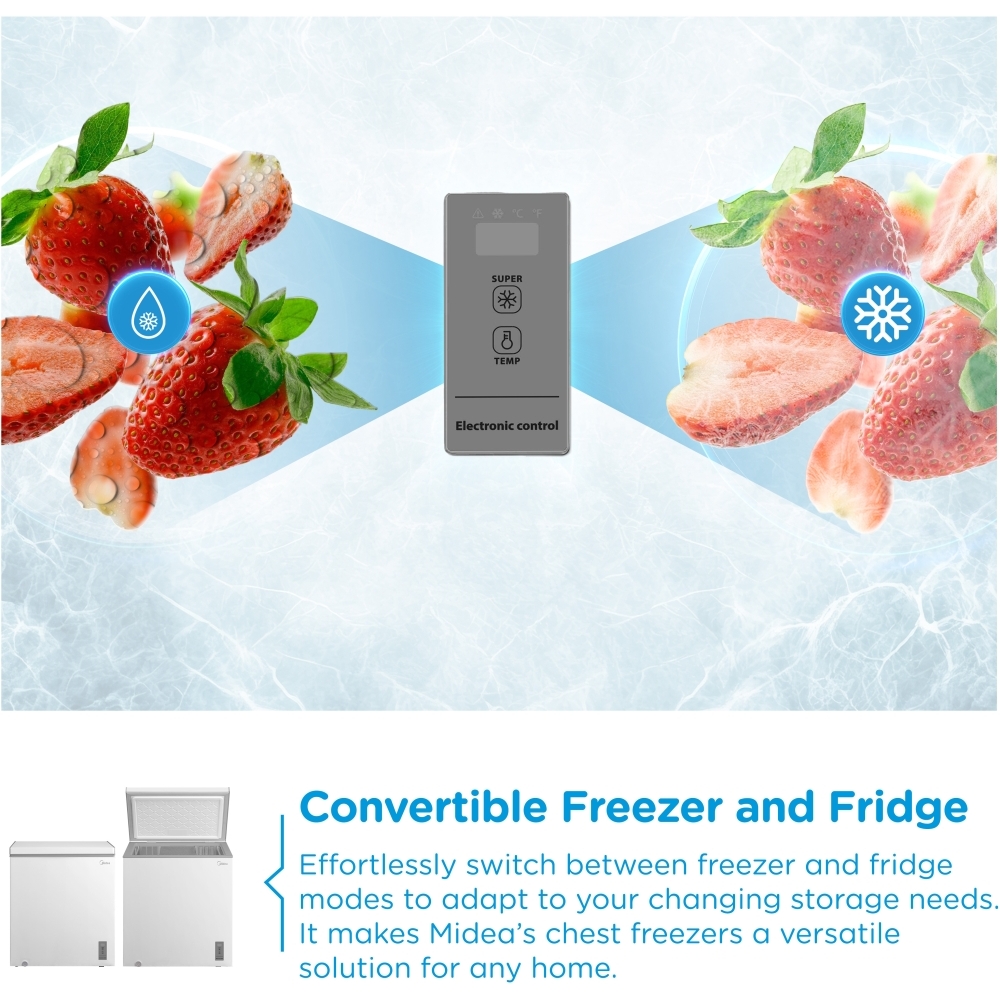 Midea MDRC284FZE01 Chest Freezer, White, E Rated