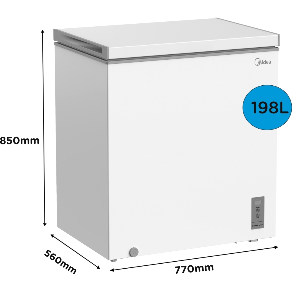 Midea MDRC284FZE01 Chest Freezer, White, E Rated
