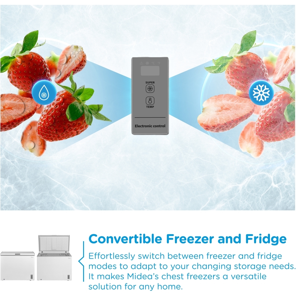 Midea MDRC345FZE01 Chest Freezer, White, E Rated