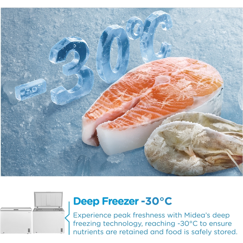 Midea MDRC345FZE01 Chest Freezer, White, E Rated