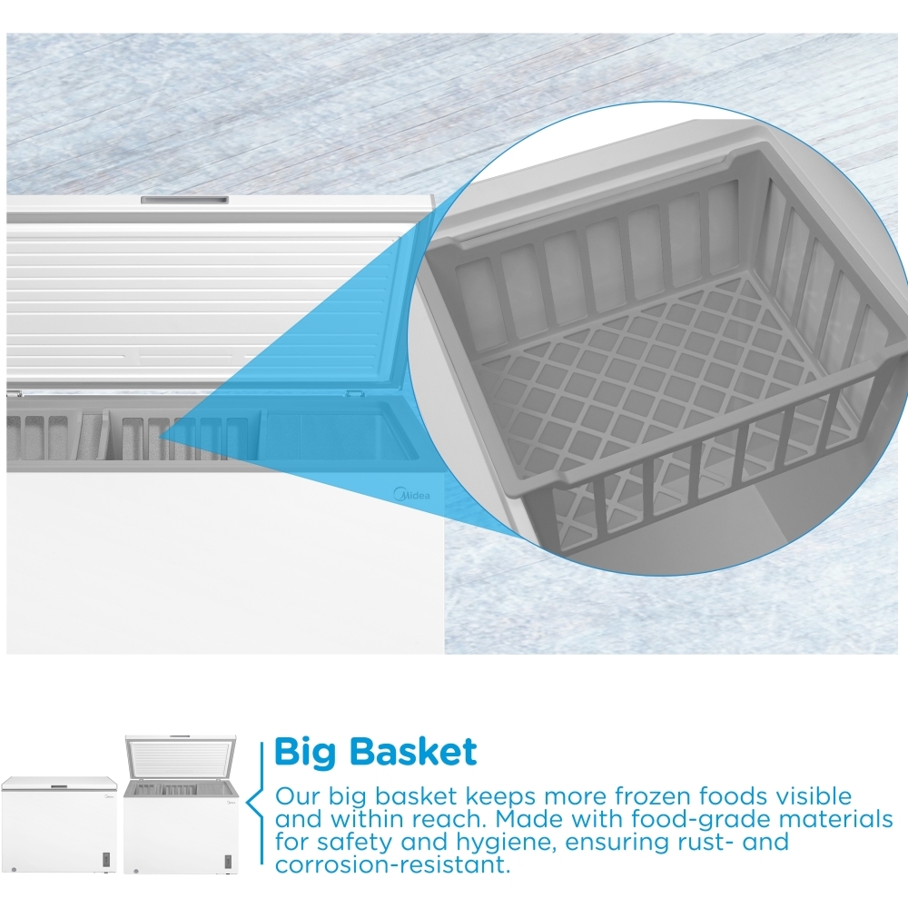 Midea MDRC411FZE01 Static Chest Freezer, White, E Rated