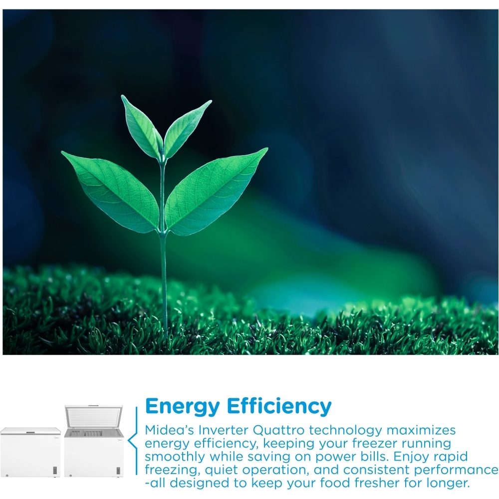 Midea MDRC411FZE01 Static Chest Freezer, White, E Rated