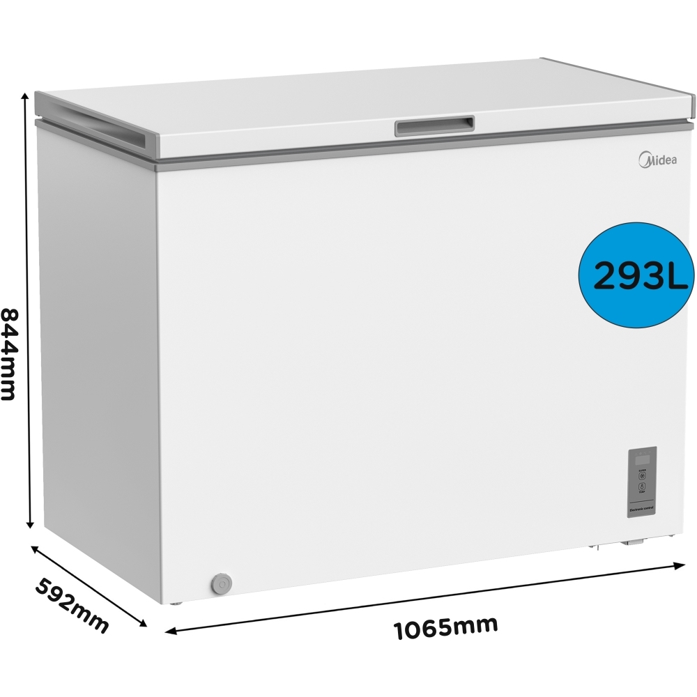 Midea MDRC411FZE01 Static Chest Freezer, White, E Rated