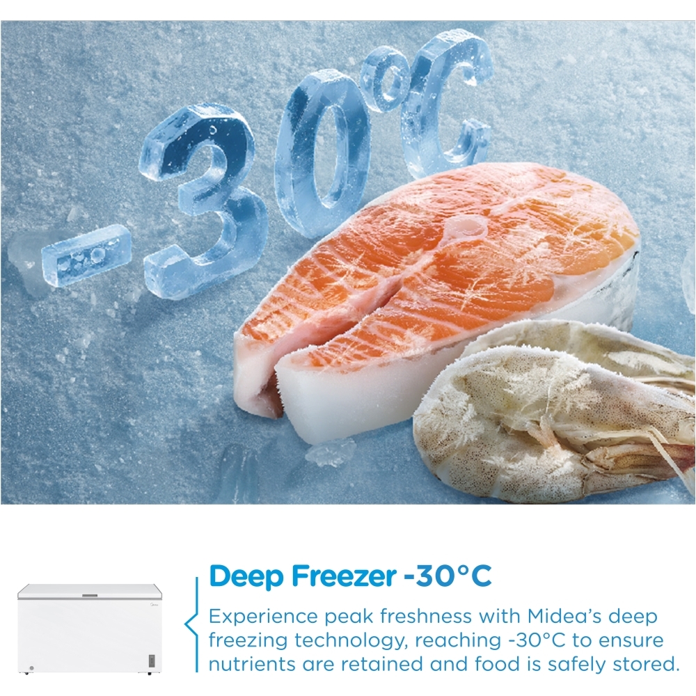 Midea MDRC564FZE01 Chest Freezer, White, E Rated