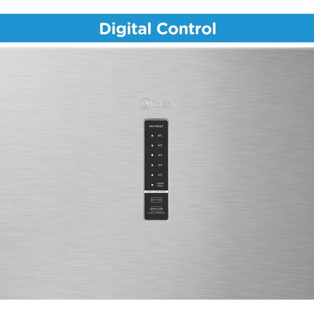 Midea MDRD502MTE46 Tall Larder Fridge, Stainless Steel, E Rated