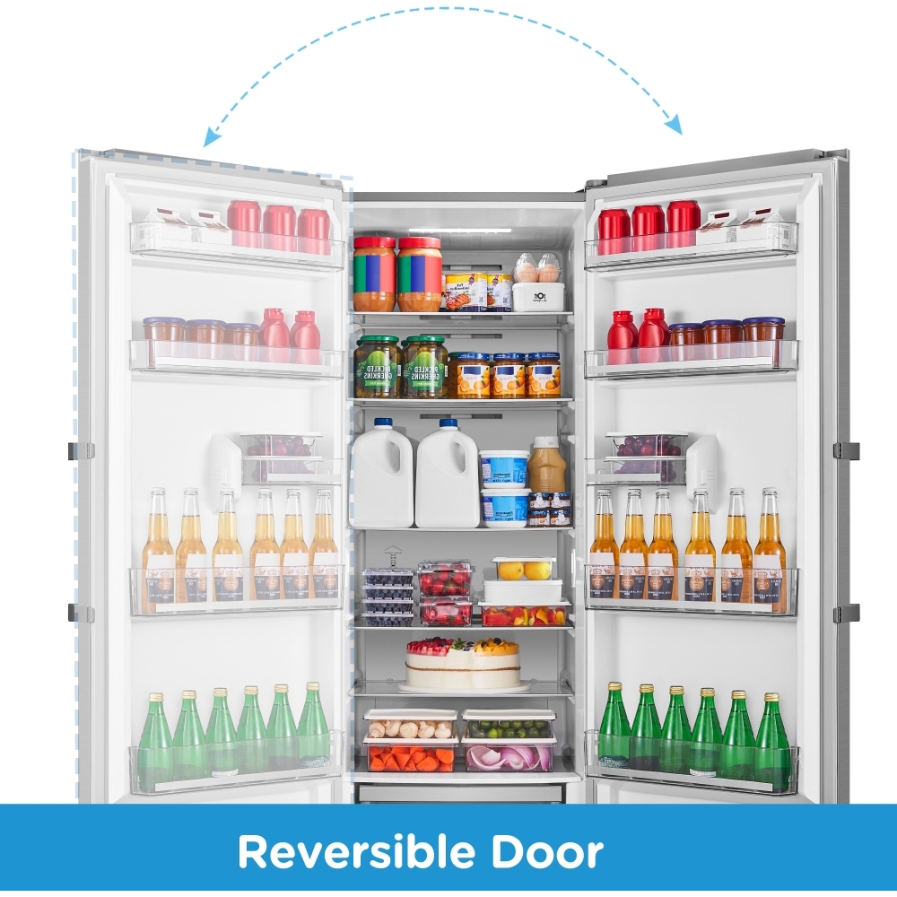 Midea MDRD502MTE46 Tall Larder Fridge, Stainless Steel, E Rated