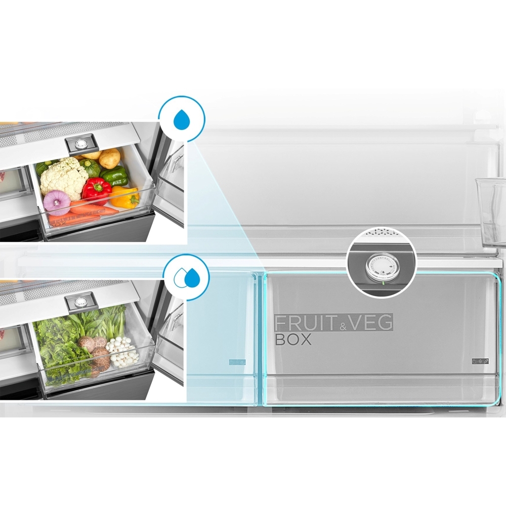 Midea MDRF692FIC46 American Fridge Freezer,  Non-Plumbed, Stainless Steel, C Rated