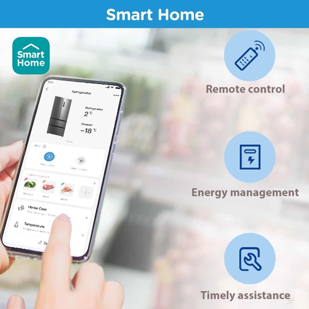 Midea MDRF692FIC46 American Fridge Freezer,  Non-Plumbed, Stainless Steel, C Rated