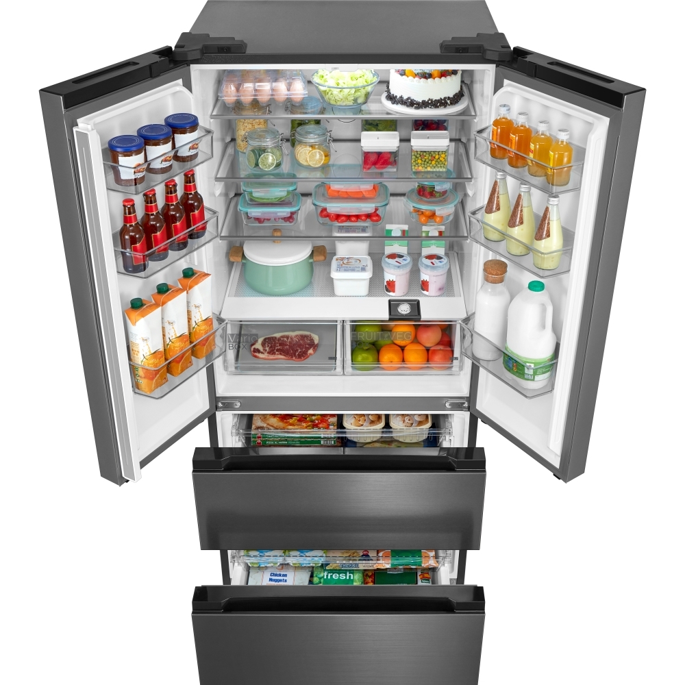 Midea MDRF692FIC46 American Fridge Freezer,  Non-Plumbed, Stainless Steel, C Rated