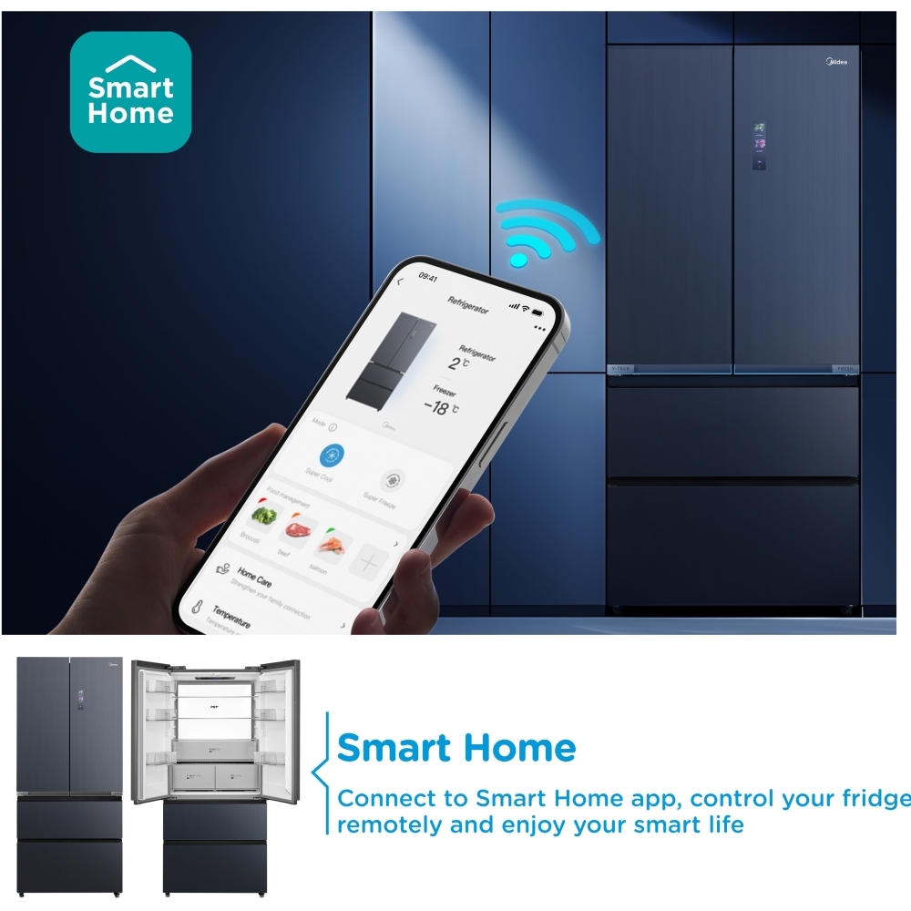 Midea MDRF705BIE70 American Fridge Freezer, E Rated