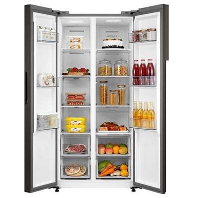 Midea MDRS619FIE46 American Fridge Freezer, Stainless Steel, E Rated,  Non-Plumbed