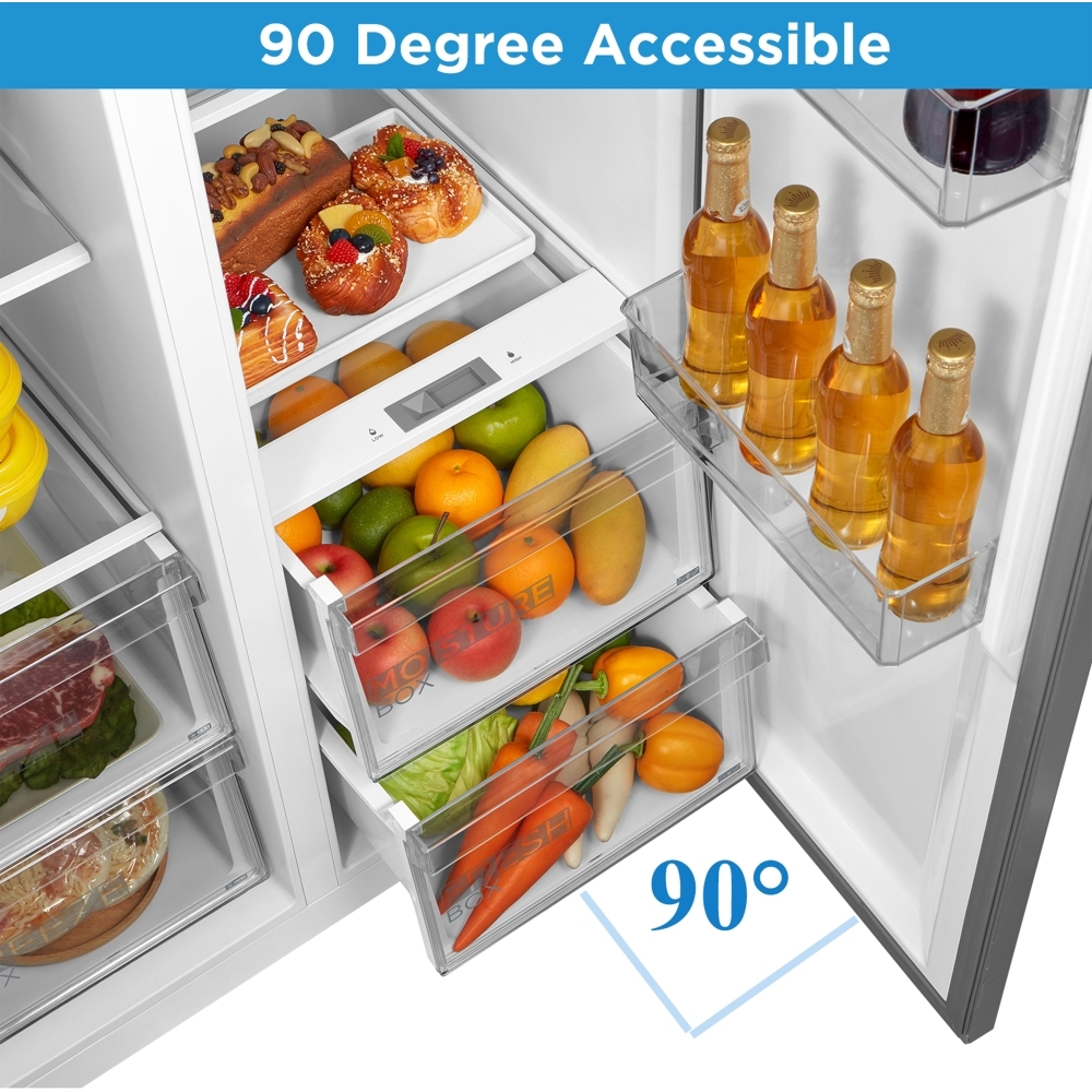 Midea MDRS619FIE46 American Fridge Freezer, Stainless Steel, E Rated,  Non-Plumbed